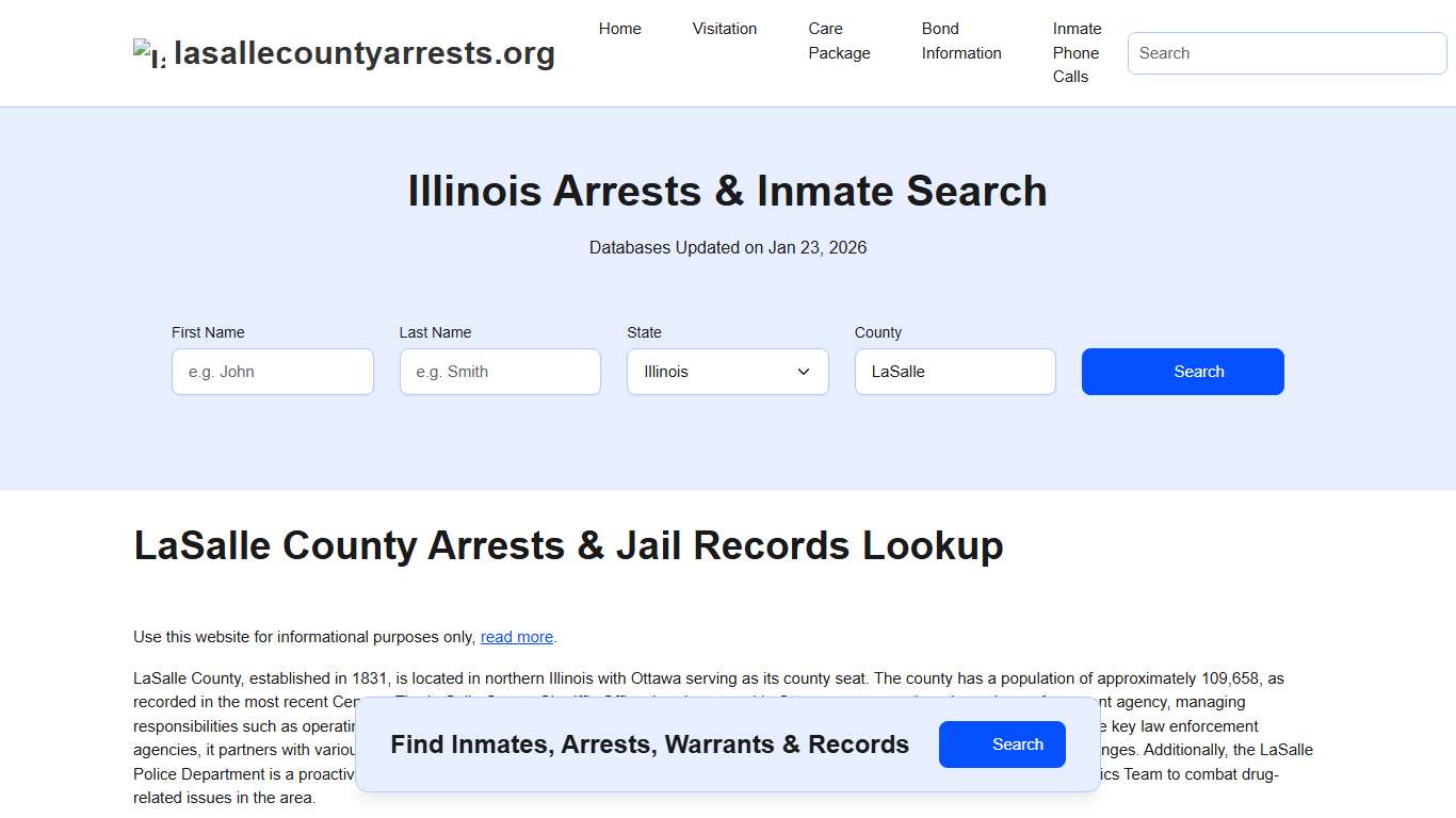 LaSalle County, IL Arrests, Warrants, Police Records Search